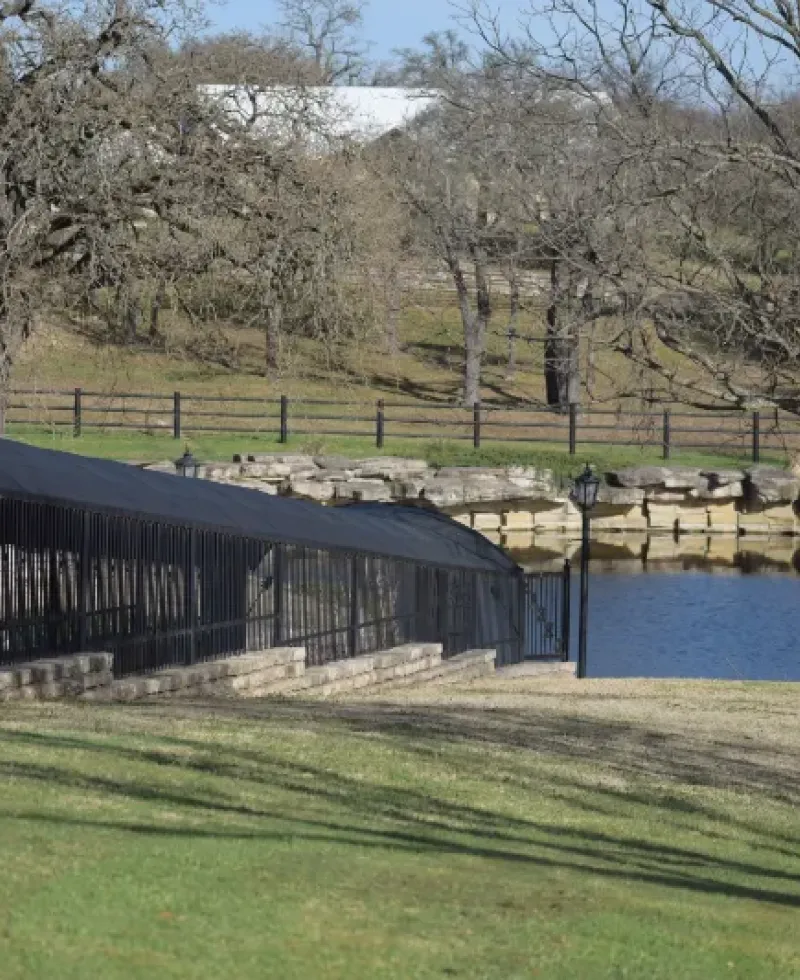 Relax at Dry River Ranch with our covered walkway leading down to the water.